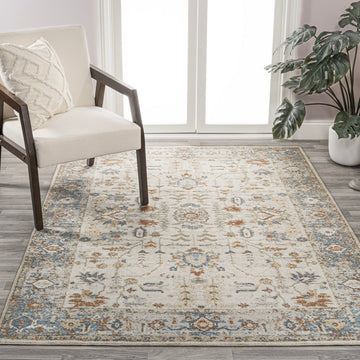 Hiero Persian Border Low-Pile Machine-Washable Area Rug